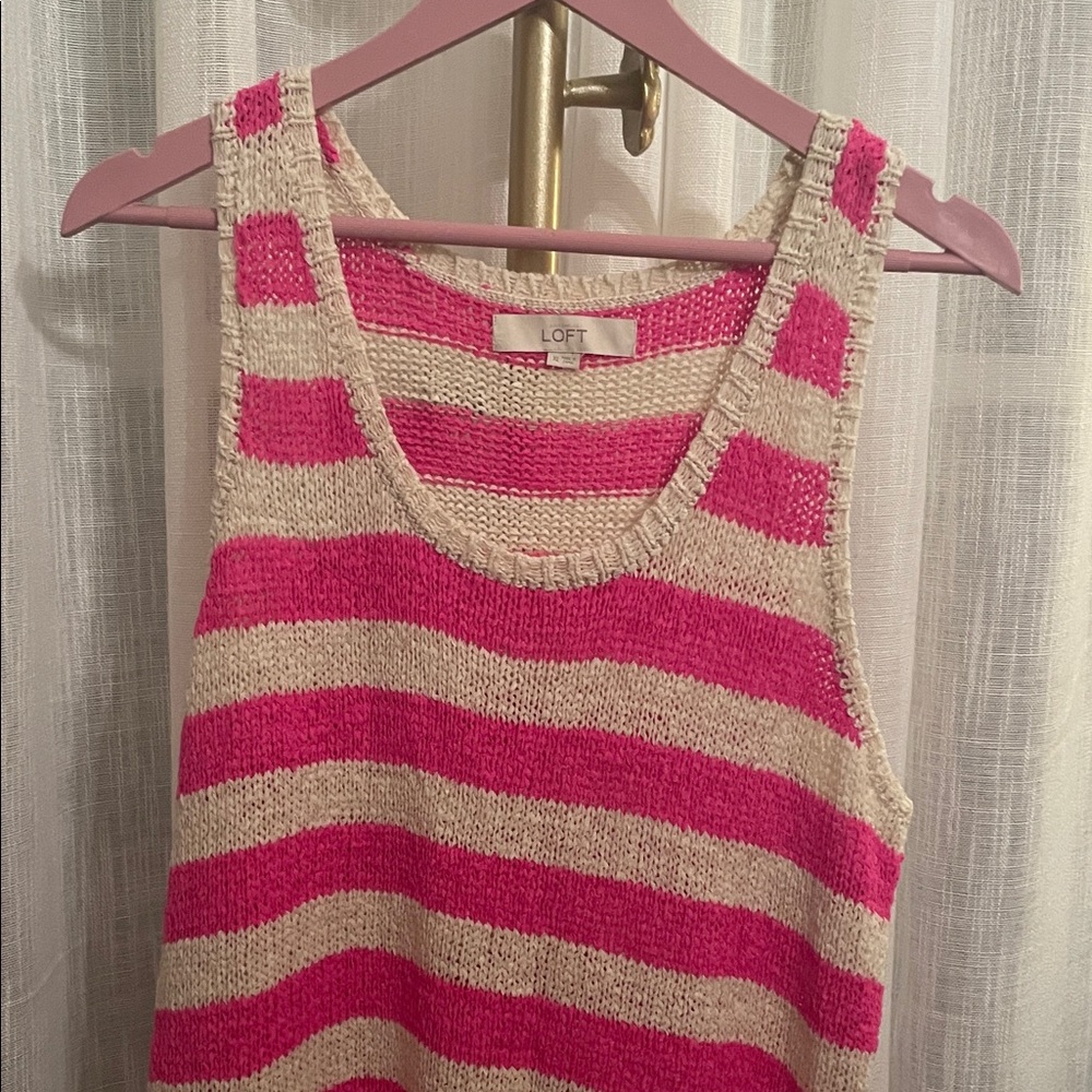 LOFT Pink and Cream Knit Top